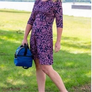 Title Nine Dream Dress pink and blue fit flare size large